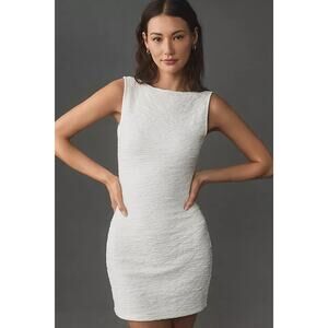 Good American Scrunchie Scoop-Back Bodycon Mini Dress White - Size: Large
